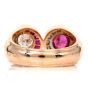 Vintage Retro Diamond Ruby 18K Rose Gold French Made Bypass Cocktail Ring