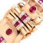 Vintage GIA Burma No Heat Ruby Diamond Rose Gold Bangle Bracelet & Double Pin