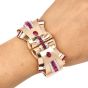 Vintage GIA Burma No Heat Ruby Diamond Rose Gold Bangle Bracelet & Double Pin
