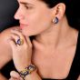 Sapphire Diamond Emerald Platinum 18K Gold Floral Cluster Statement Earrings|Dover Jewelry|