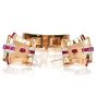 Vintage GIA Burma No Heat Ruby Diamond Rose Gold Bangle Bracelet & Double Pin