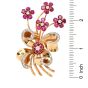 Vintage Retro Diamond Ruby Yellow Gold Flower Bouquet Ribbon Brooch Pin