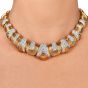 Impressive Vintage Retro Diamond 18K Yellow Gold Platinum Link Collar Necklace
