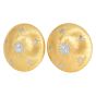 Puffed Satin Buccellati Rigato Finish 18K Button Earrings