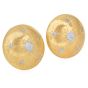Puffed Satin Buccellati Rigato Finish 18K Button Earrings