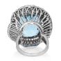 Estate 23.07 GIA Aquamarine Diamond Platinum Halo Bypass Cocktail Ring