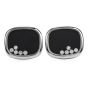 Vintage Floating Diamond Onyx 18K White Gold Tuxedo Men's Cufflinks 