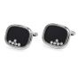 Vintage Floating Diamond Onyx 18K White Gold Tuxedo Men's Cufflinks 