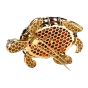 Vintage Diamond Garnet Emerald 18K Gold Turtle Large Brooch Pin