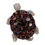 Vintage Diamond Garnet Emerald 18K Gold Turtle Large Brooch Pin