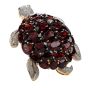 Vintage Diamond Garnet Emerald 18K Gold Turtle Large Brooch Pin
