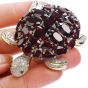 Vintage Diamond Garnet Emerald 18K Gold Turtle Large Brooch Pin
