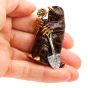 Vintage Brown Mole Signed Pendant with Diamond-Encrusted Shovel and Emerald Flower | 18K Gold l Dover Jewelry