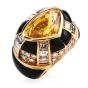 GIA 7.80 carats Yellow Sapphire Diamond Onyx 18K Gold Heart Retro Cocktail Ring 
