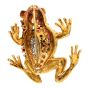 Retro Vintage Diamond Ruby Sapphire 18K Gold Textured Frog Brooch Pin