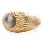 Retro Vintage Chrysoberyl Cats Eye 18K Gold Textured Men Ring