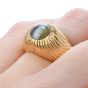 Retro Vintage Chrysoberyl Cats Eye 18K Gold Textured Men Ring