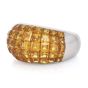 Modern Mystery Set Yellow Sapphire Platinum Dome Band Ring