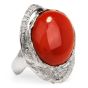 GIA 14.25ct Natural Coral Diamond Platinum Bypass Cocktail Ring 