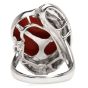 GIA 14.25ct Natural Coral Diamond Platinum Bypass Cocktail Ring 