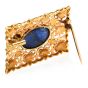Buccellati No Heat Blue Sapphire 18K Gold Floral Square Brooch Pin