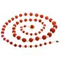 GIA Natural No Dye Coral Pearl 14K Gold Graduated Long Beaded Necklace