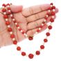 GIA Natural No Dye Coral Pearl 14K Gold Graduated Long Beaded Necklace