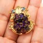  Estate GIA Natural Sapphires Topaz 18k Platinum Frog Brooch Pin Pendant