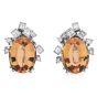 Vintage GIA 10.60cts  Imperial Topaz Diamond 18K Gold Earrings 