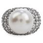 Extraordinary South Sea Pearl 3.97ct Diamond Platinum Cluster Cocktail Ring
