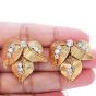 Cartier French Vintage Diamond 18K Gold Floral Retro Double Brooch Pin Set