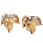 Cartier French Vintage Diamond 18K Gold Floral Retro Double Brooch Pin Set