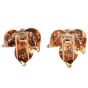 Cartier French Vintage Diamond 18K Gold Floral Retro Double Brooch Pin Set