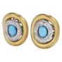 Estate Diamond 4.90ct Turquoise 18K Gold Elegant Large Earrings 