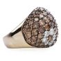 Floral Dome Fancy Brown Orange Diamond 18K Gold Wide Cocktail Ring 