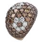 Floral Dome Fancy Brown Orange Diamond 18K Gold Wide Cocktail Ring 