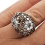 Floral Dome Fancy Brown Orange Diamond 18K Gold Wide Cocktail Ring 