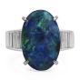 Excellent 7.53ct GIA Black Opal Diamond Platinum Oval Cocktail Ring