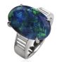 Excellent 7.53ct GIA Black Opal Diamond Platinum Oval Cocktail Ring