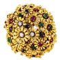 1980s Diamond Ruby Sapphire Emerald 18K Gold Floral Pin Brooch