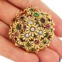 1980s Diamond Ruby Sapphire Emerald 18K Gold Floral Pin Brooch