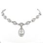 Estate 17.25 Diamond 18K White Gold Oval Drop Pendant Link Necklace