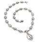Estate 17.25 Diamond 18K White Gold Oval Drop Pendant Link Necklace