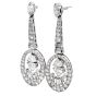 Estate Diamond 18K White Gold Oval Dangle Drop Earrings