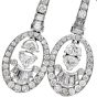 Estate Diamond 18K White Gold Oval Dangle Drop Earrings