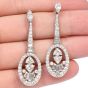 Estate Diamond 18K White Gold Oval Dangle Drop Earrings
