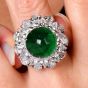Certified Emerald 21.8cts Diamond Platinum Sugarloaf Floral Cocktail Ring|Dover Jewelry|