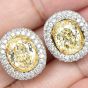 GIA 9.79cts Natural Yellow Diamond Halo Cluster Clip On  Stud Earrings