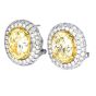 GIA 9.79cts Natural Yellow Diamond Halo Cluster Clip On  Stud Earrings