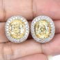 GIA 9.79cts Natural Yellow Diamond Halo Cluster Clip On  Stud Earrings